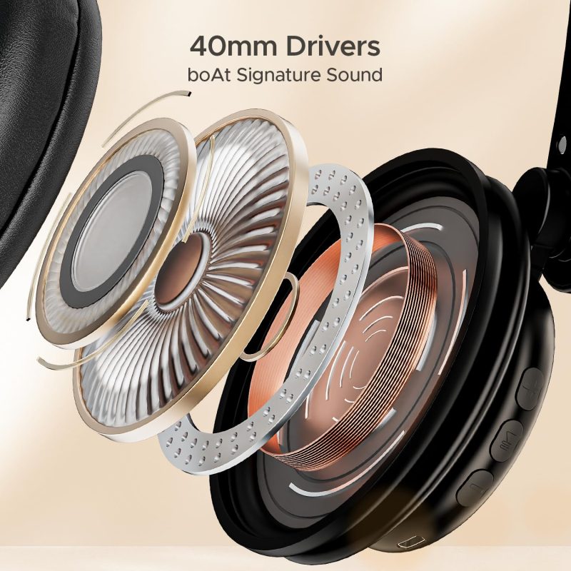 Rockerz 450/450R, 15 HRS Battery, 40mm Drivers, Padded Ear Cushions, Integrated Controls, Dual Modes, Bluetooth Headphone with Mic - Image 6