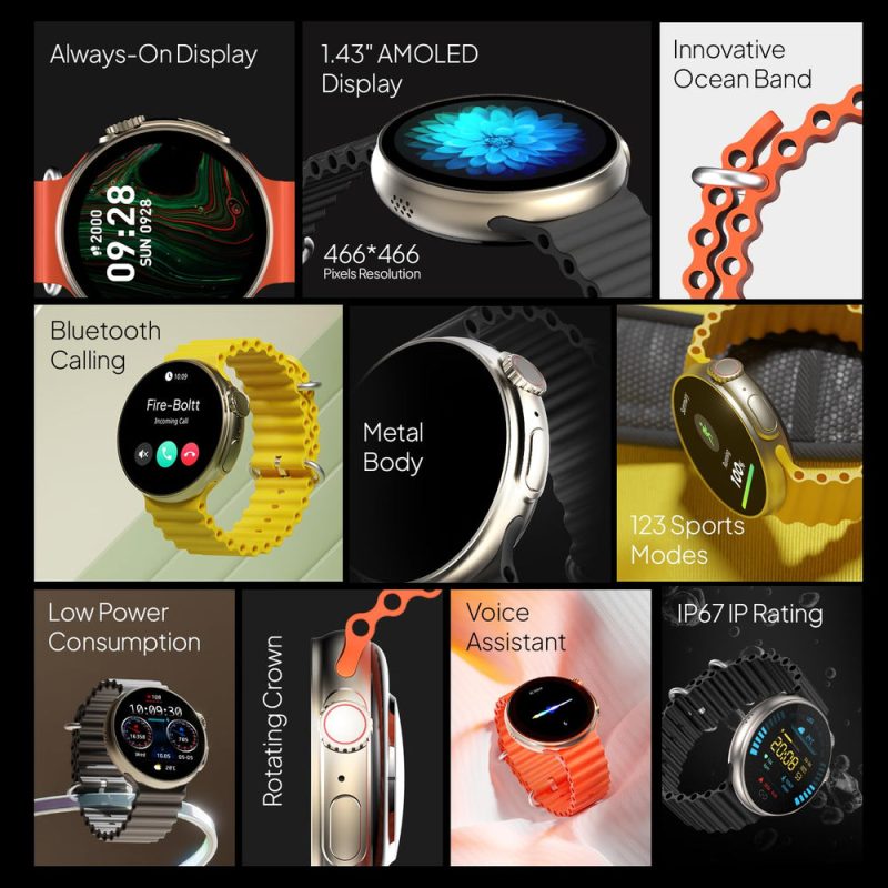 Asteroid 36.32mm (1.43 inch) Super AMOLED Display Smart Watch, One Tap Bluetooth Calling - Image 8
