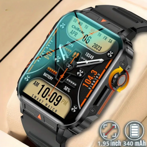 SENBONO Men’s Smartwatch 1.95” with Bluetooth Calling, Fitness Tracker, Custom Watch Faces, Weather, Alarm & Sports Modes