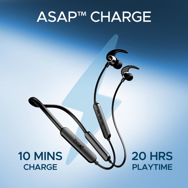 Rockerz 255 Pro+, 60HRS Battery, Fast Charge, IPX7, Dual Pairing, Low Latency, Magnetic Earbuds, Bluetooth Neckband, Wireless with Mic Earphones - Image 4