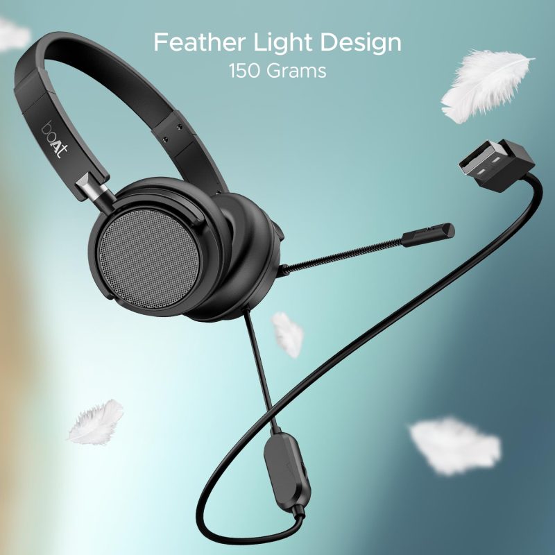 Bassheads 900 Pro Wired Headphones with 40Mm Drivers, Lightweight Foldable Design, Over Ear, Remote Control, Unidirectional Retractable Mic, Adjustable Headband & USB Type-A Compatibility - Image 4