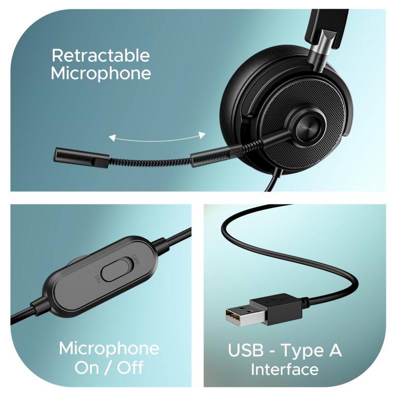 Bassheads 900 Pro Wired Headphones with 40Mm Drivers, Lightweight Foldable Design, Over Ear, Remote Control, Unidirectional Retractable Mic, Adjustable Headband & USB Type-A Compatibility - Image 6