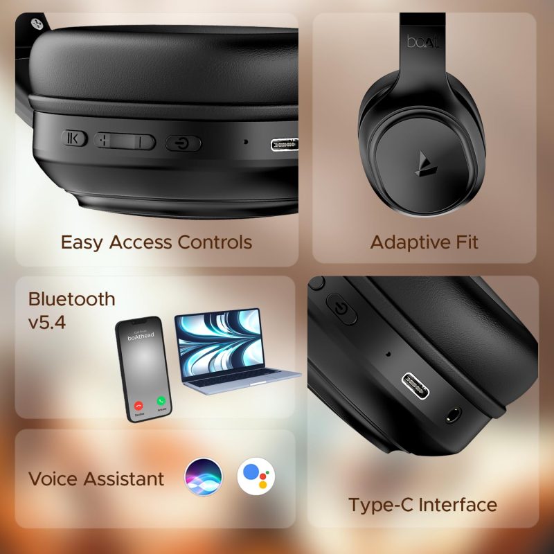 Rockerz 430 w/ 40mm Drivers, Beast Mode w/ 40ms Latency, 40hrs Playback, ENx Tech, Voice Assistant, BTv5.4, Adaptive Fit & Easy Access Controls, Bluetooth Over Ear Headphones - Image 7