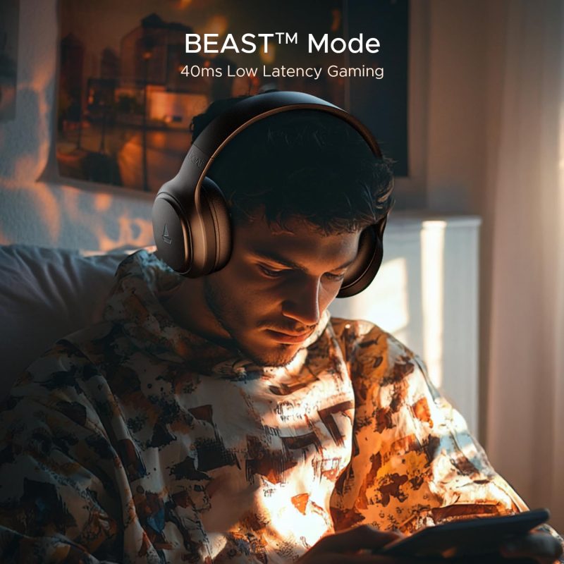 Rockerz 430 w/ 40mm Drivers, Beast Mode w/ 40ms Latency, 40hrs Playback, ENx Tech, Voice Assistant, BTv5.4, Adaptive Fit & Easy Access Controls, Bluetooth Over Ear Headphones - Image 4