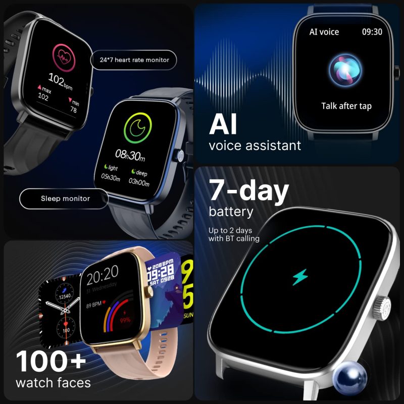 Quad Call 1.81" Display, Bluetooth Calling Smart Watch, AI Voice Assistance, 160+Hrs Battery Life, Metallic Build, in-Built Games, 100 Sports Modes, 100+ Watch Faces - Image 5