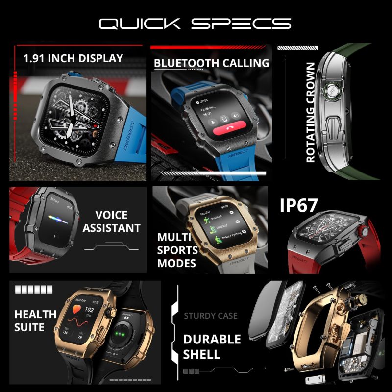 Asphalt Racing Edition Smart Watch 1.91” Full Touch Screen, Bluetooth Calling, Health Suite, 123 Sports Modes, 400 mAh Battery - Image 3
