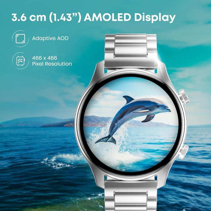 Astor FR2 Pro 1.43" AMOLED Stainless Steel Smart Watch with SpO2, Heart Rate, BT Calling, Adaptive AOD, Functional Crown, AI Voice Assistant – Smartwatch for Stylish Professionals - Image 7